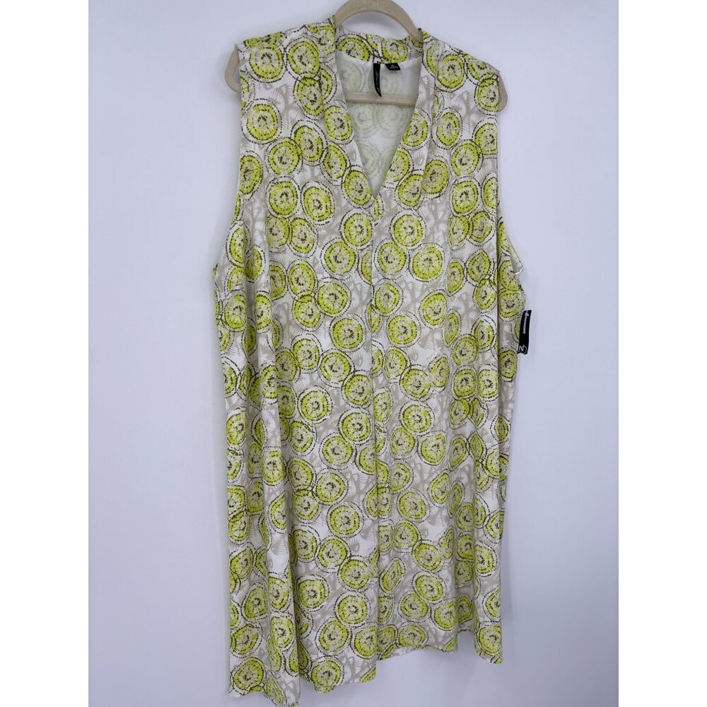 New Directions Curvy Sleeveless Trapeze Guaze Dress Yellow Tan 3X NEW - Picture 2 of 5